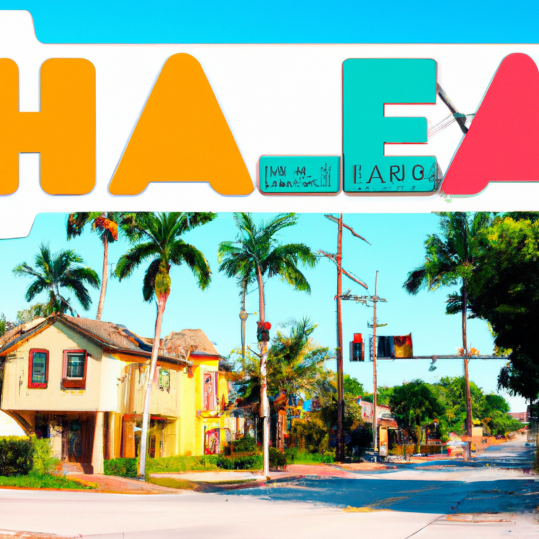 An image showcasing the vibrant cityscape of Hialeah, Florida, with a real estate agency's logo subtly incorporated